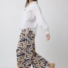 Pantalones | Algo Bonito Pantalon Palazzo Tiro Alto Con Estampado De Hojas Multicolor