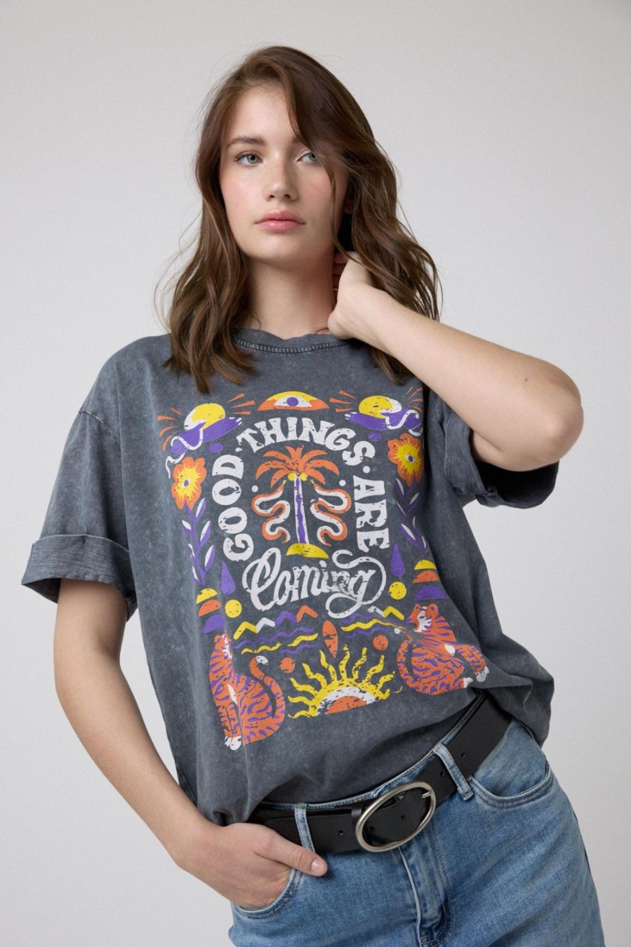 Camisetas | Algo Bonito Camiseta Efecto Lavado Good Thing Gris Antracita