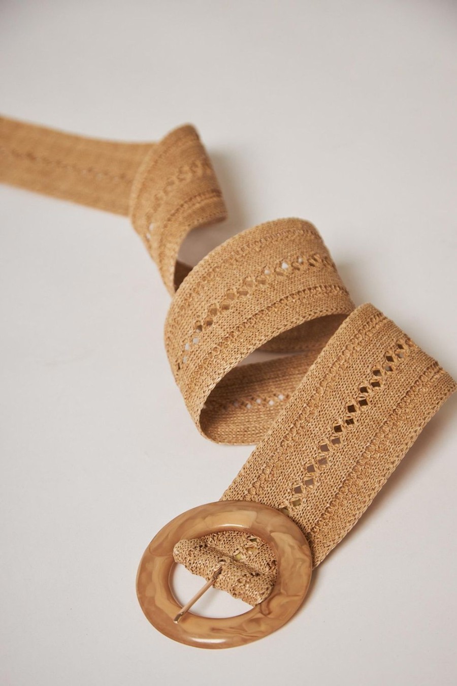 Accesorios | Algo Bonito Cinturon Ancho De Rafia Beige