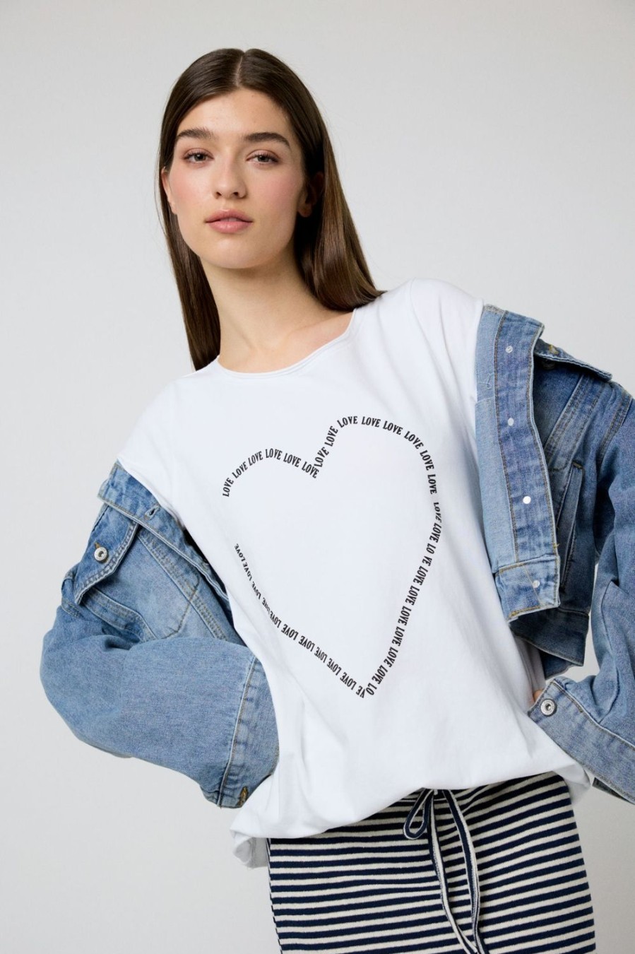 Camisetas | Algo Bonito Camiseta Manga Corta Corazon Love Blanco