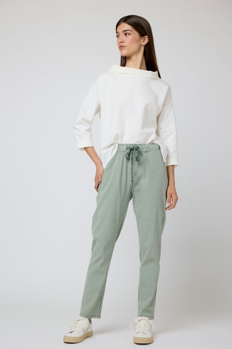 Pantalones | Algo Bonito Pantalon Seersucker Verde Kaki