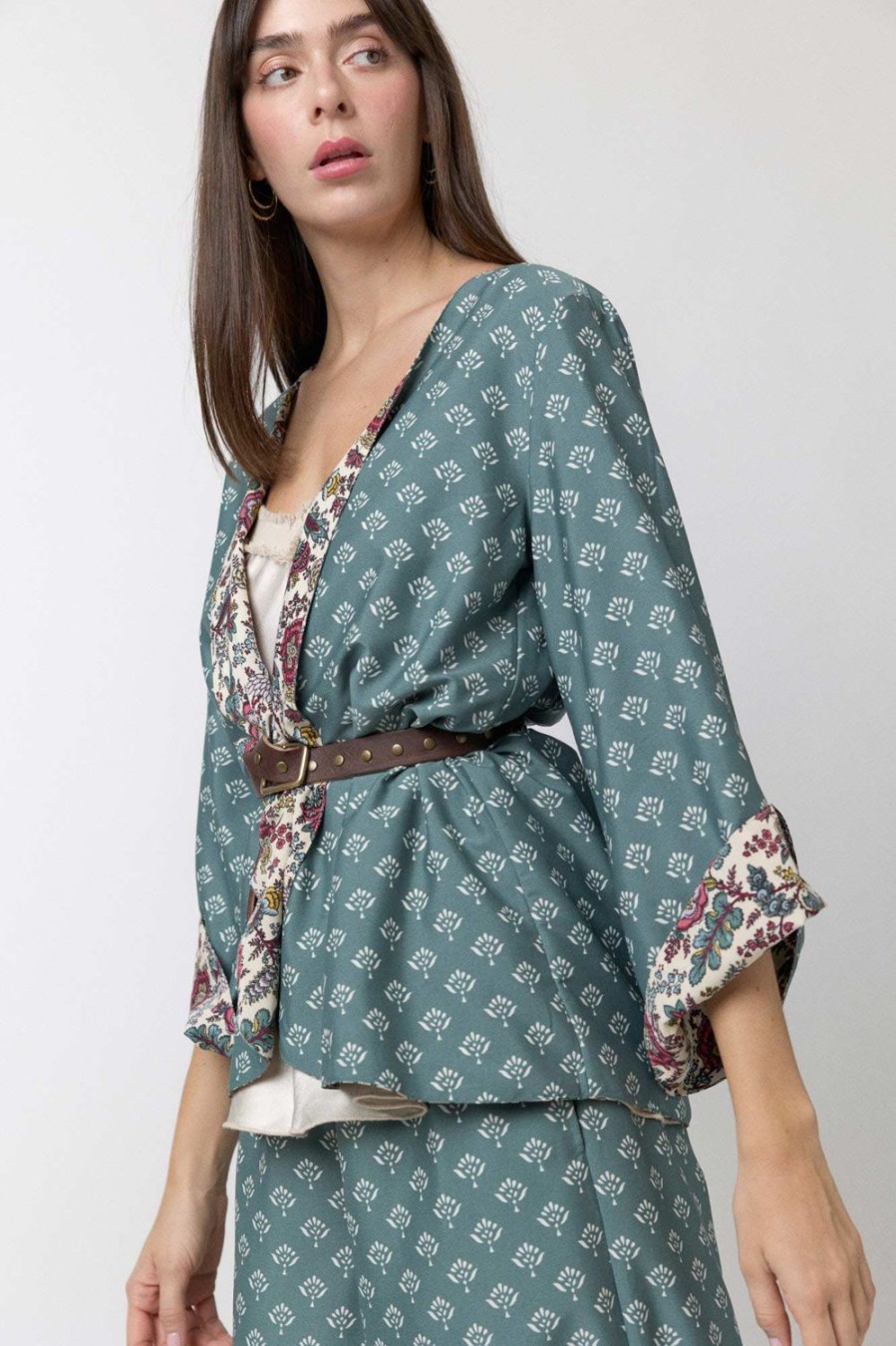 Chaquetas Y Bombers | Algo Bonito Kimono Reversible Print Floral Verde