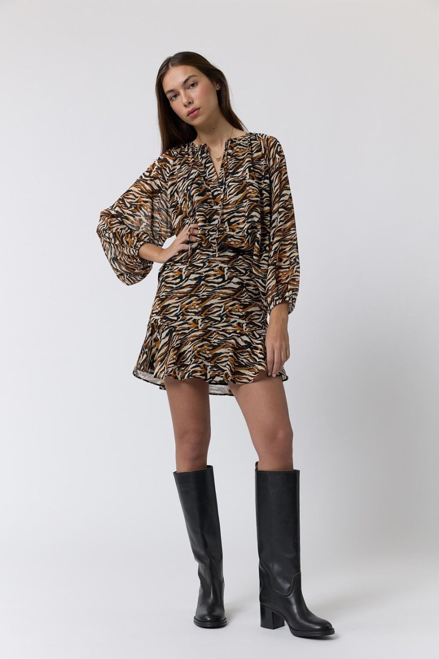 Faldas | Algo Bonito Minifalda De Volantes Con Estampado Animal Print