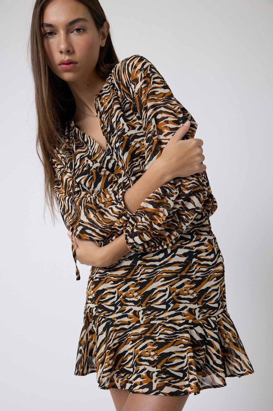 Faldas | Algo Bonito Minifalda De Volantes Con Estampado Animal Print