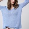 Jerseis Y Cardigans | Algo Bonito Jersey Cintas Cuello Pico Celeste