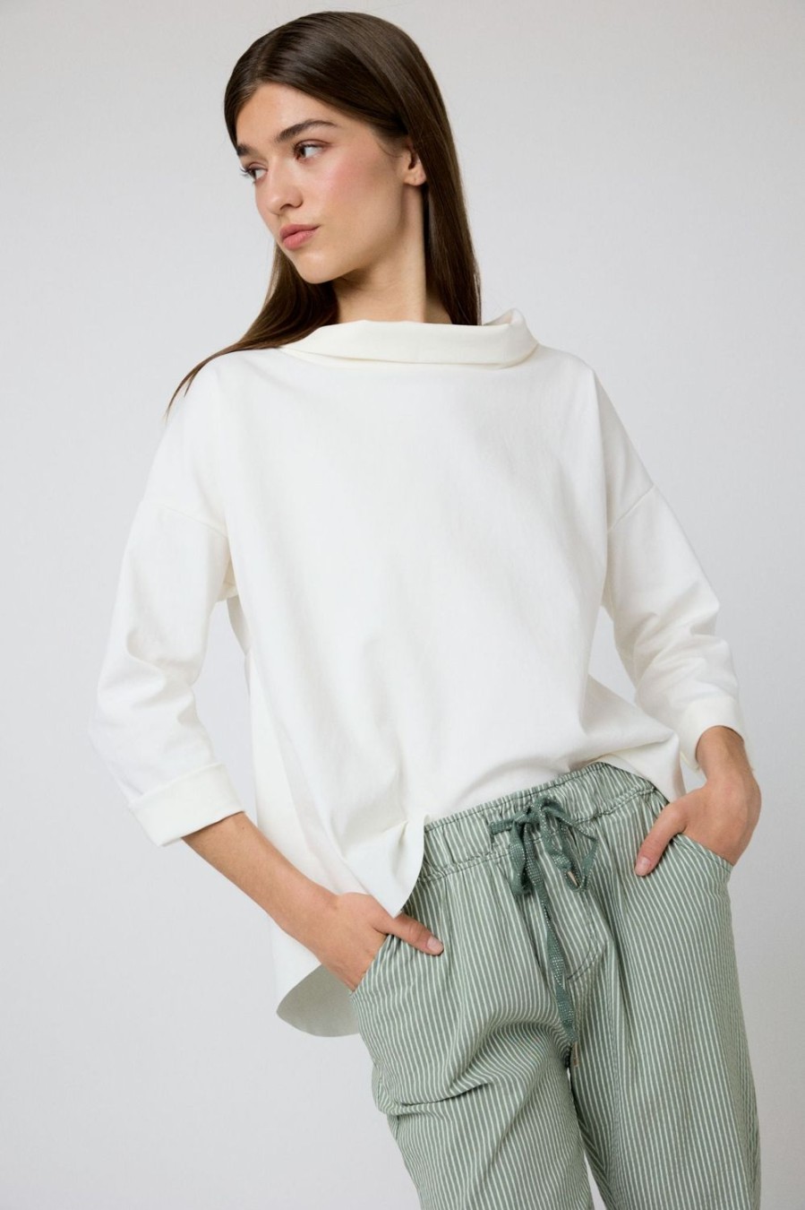 Camisetas | Algo Bonito Camiseta Oversize Cuello Barco Blanco