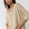 Jerseis Y Cardigans | Algo Bonito Jersey Fino De Punto Manga 3/4 Detalle Nervio Beige