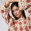 Tops | Algo Bonito Top Crochet Cropped Diseno Rombos Bicolor Teja