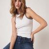 Tops | Algo Bonito Top Sin Mangas De Canale Tank A Contraste Blanco Blanco/Gris Antracita