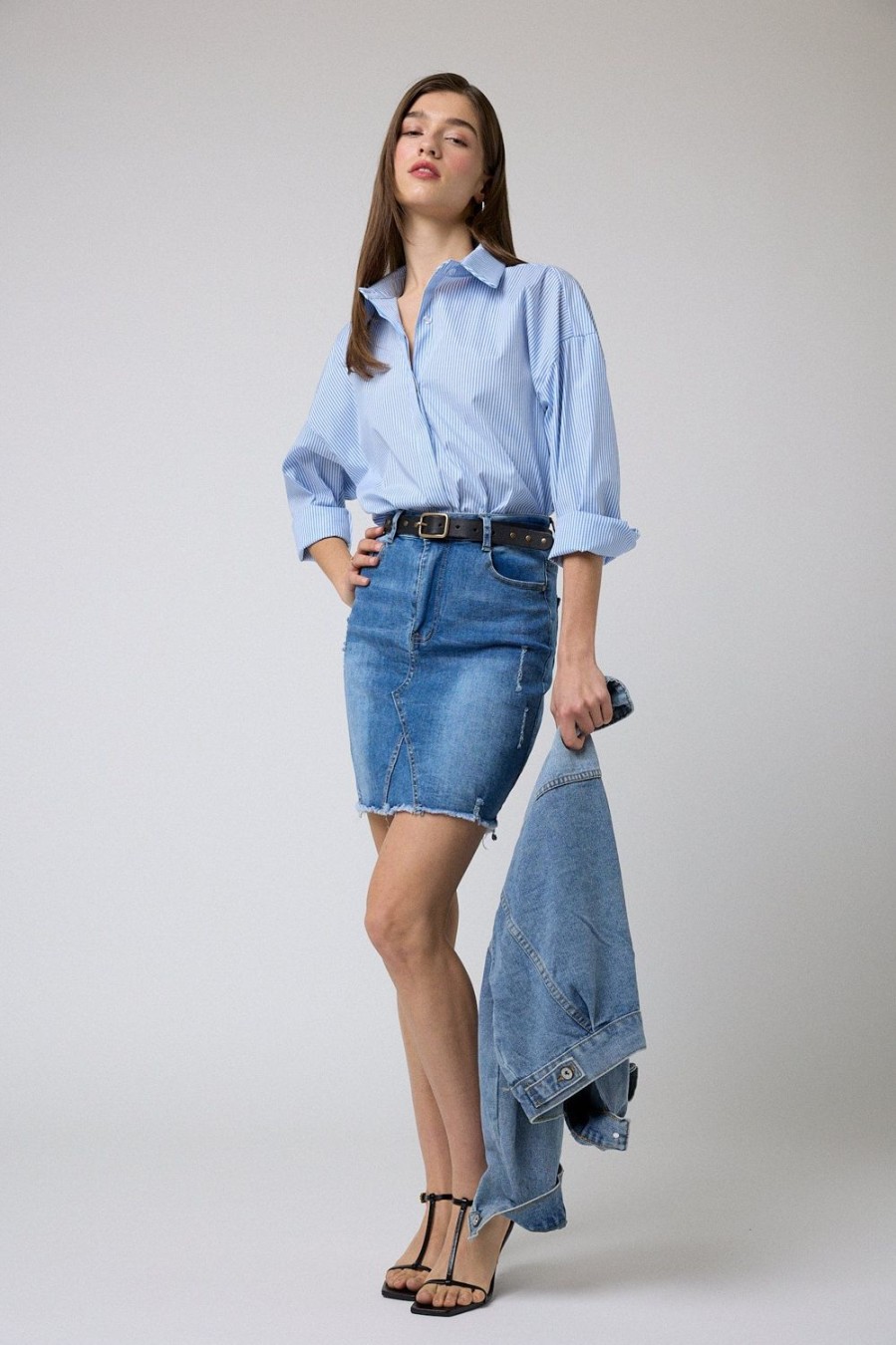 Faldas | Algo Bonito Minifalda Denim Efecto Lavado Azul