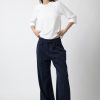 Pantalones | Algo Bonito Pantalon Ancho De Pinzas Tiro Medio Azul Marino