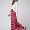 Pantalones | Algo Bonito Pantalon Palazzo Print Bicolor Rojo Fresa