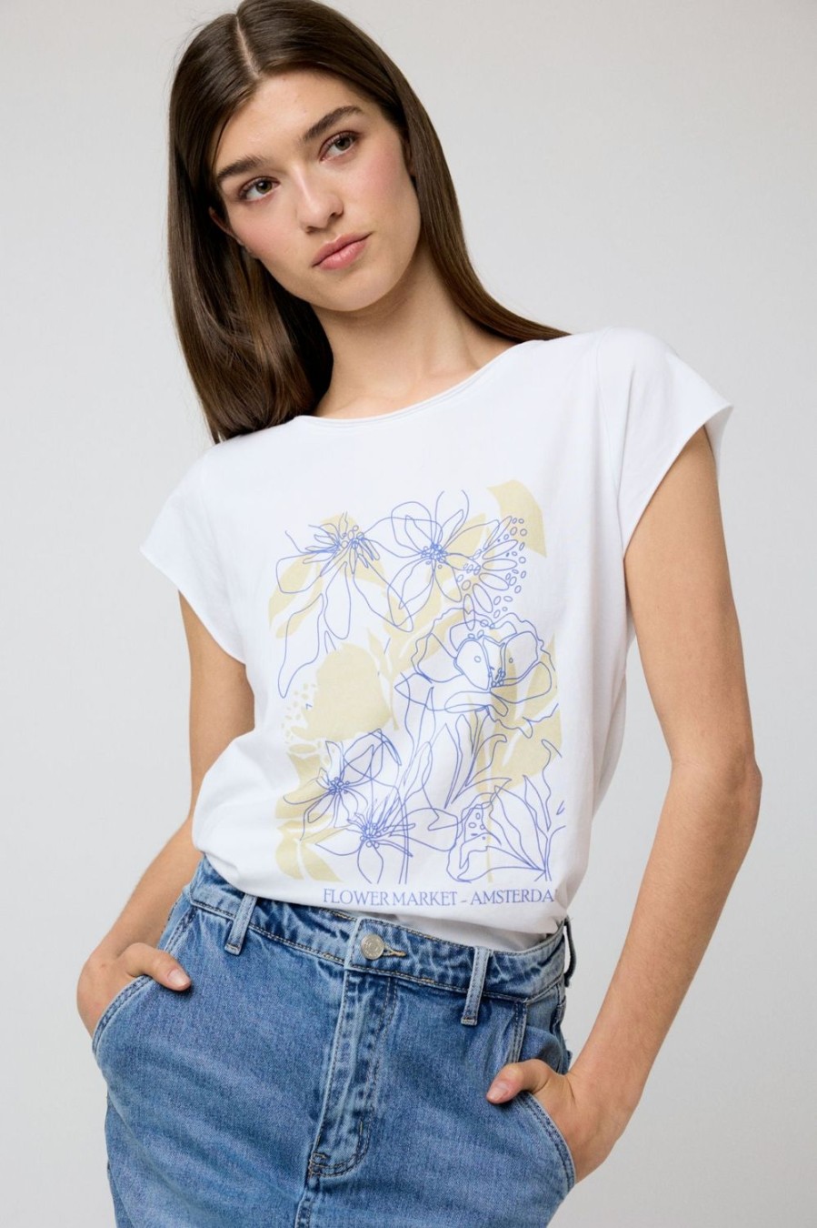 Camisetas | Algo Bonito Camiseta Basica 'Flower Market' Blanco