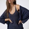 Punto | Algo Bonito Kimono Oversize De Punto Fluido Manga 3/4 Azul Marino