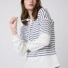 Jerseis Y Cardigans | Algo Bonito Sudadera Capucha Rayas Blanco Y Azul Marino