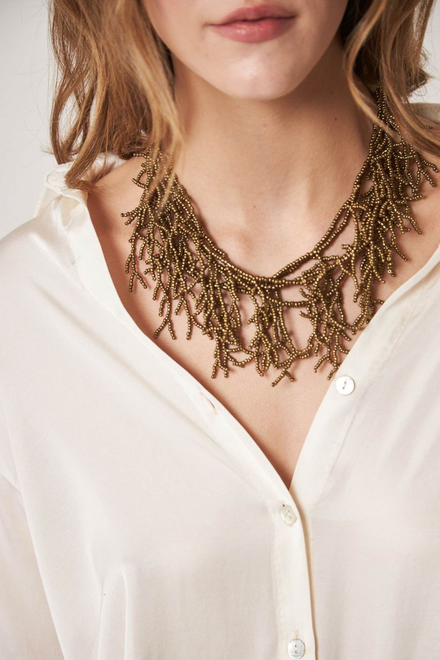 Accesorios | Algo Bonito Collar De Cuentas Diseno Corales Bronce