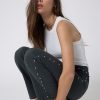 Jeans | Algo Bonito Pantalon Tiro Alto Detalle De Tachas Gris Antracita