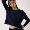 Jerseis Y Cardigans | Algo Bonito Jersey De Punto Liso Con Detalle A Contraste Azul Marino