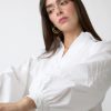 Camisas Y Blusas | Algo Bonito Blusa Oversize Detalle Manga Bordada Blanco