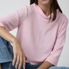 Camisas Y Blusas | Algo Bonito Blusa Fluida Cuello Chimenea Manga 3/4 Rosa