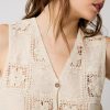 Chaquetas Y Bombers | Algo Bonito Chaleco Crochet Floral Beige