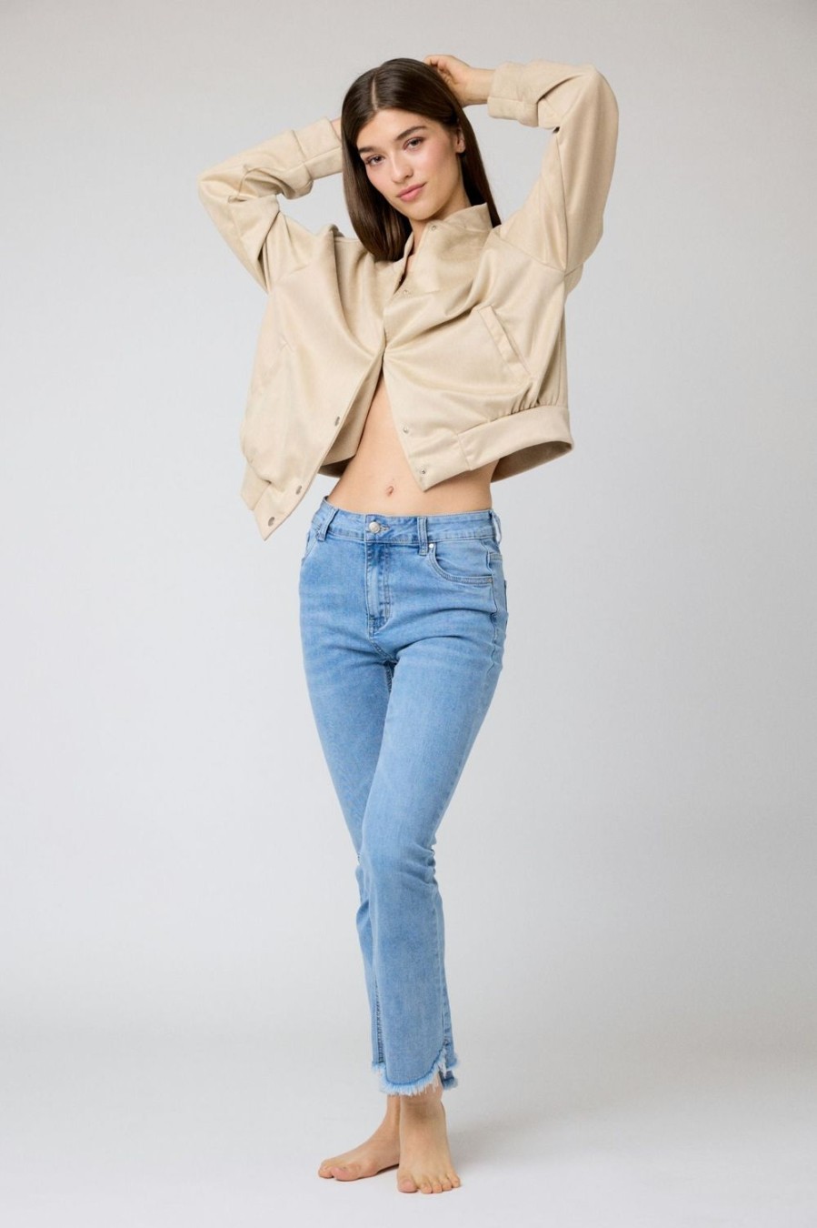 Jeans | Algo Bonito Jeans Cropped Flare Tiro Alto Azul