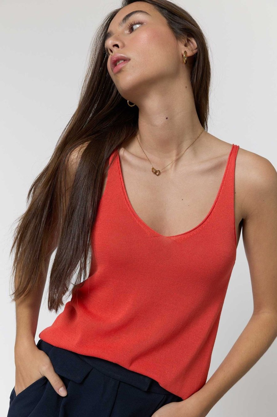 Tops | Algo Bonito Top Fino De Tirante De Punto Coral