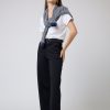 Pantalones | Algo Bonito Pantalon Flare De Traje Tiro Alto Con Cinturon Negro