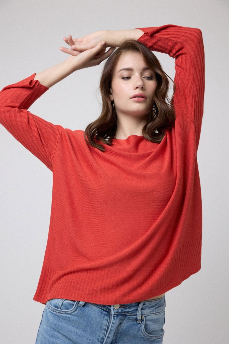 Jerseis Y Cardigans | Algo Bonito Jersey Punto Manga Canale Coral